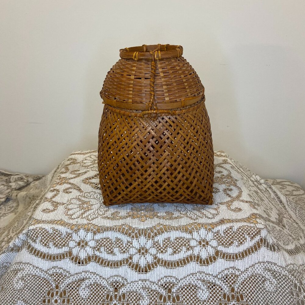Vintage  Rattan Fish Basket 2 Pieces